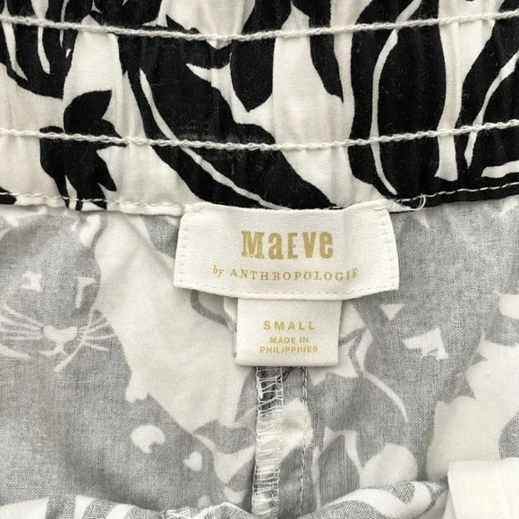 MAEVE BY ANTHROPOLOGIE TENLEY BLACK WHITE JUNGLE ANIMAL PRINT TWILL TRACK PANTS - Picture 6 of 11